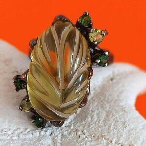 Natural‎ Not Enhanced Lemon Quartz Ring 925 Sterling Silver Size 8.5